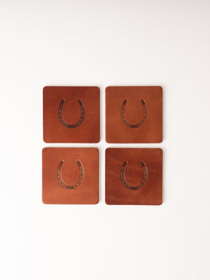 Leather Horseshoe Coaster Set