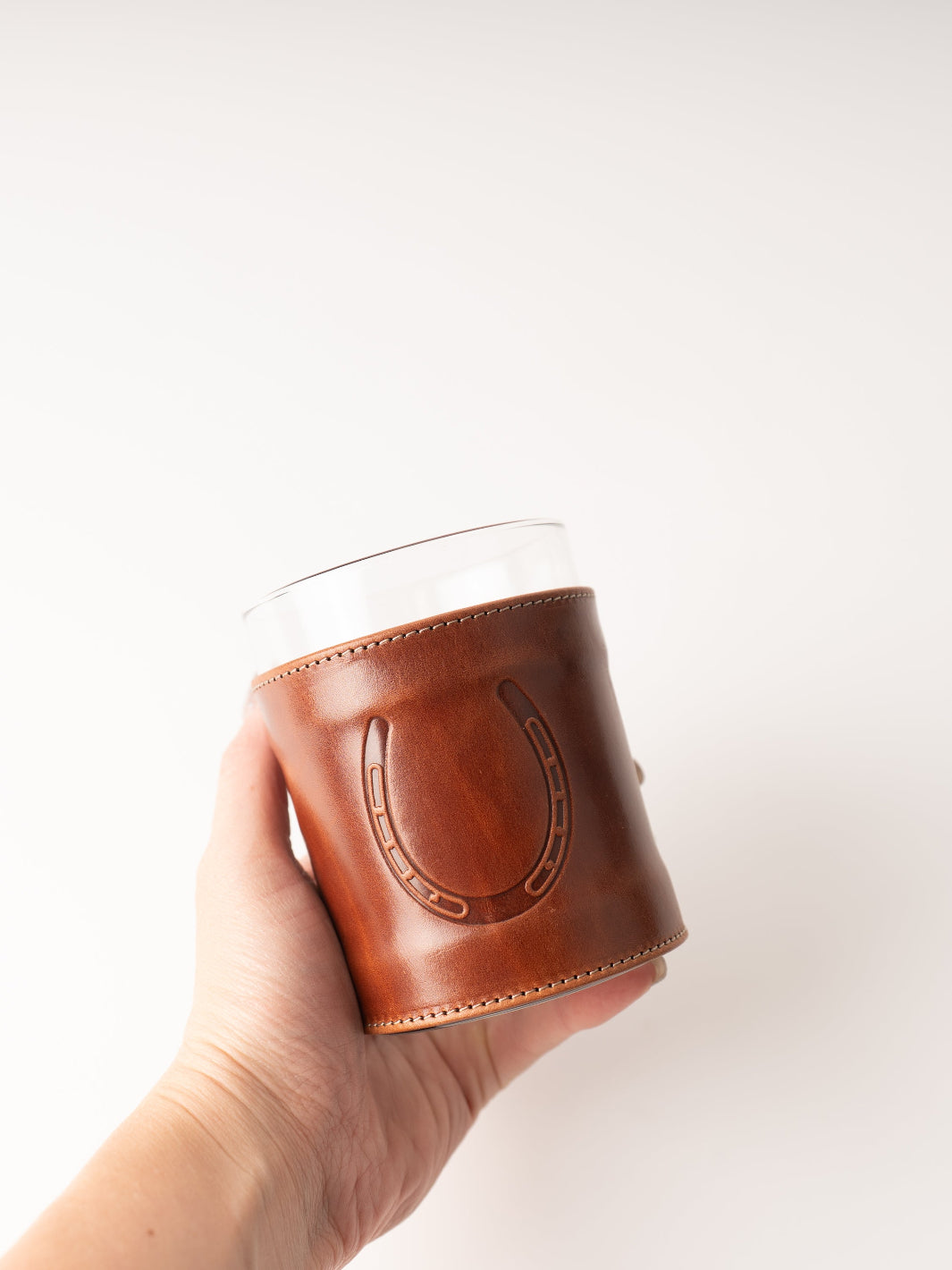 Leather Horseshoe Rocks Glass