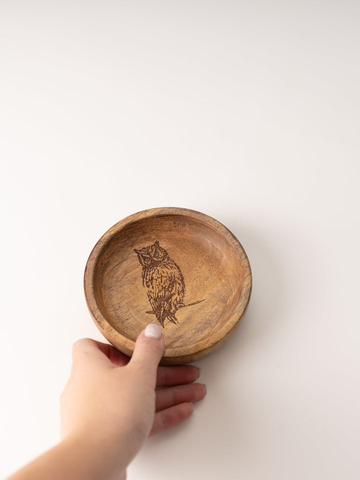 Mango Wood Owl Bowl
