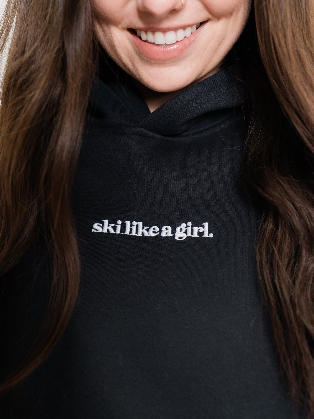 Ski Like A Girl Black Classic Hoodie