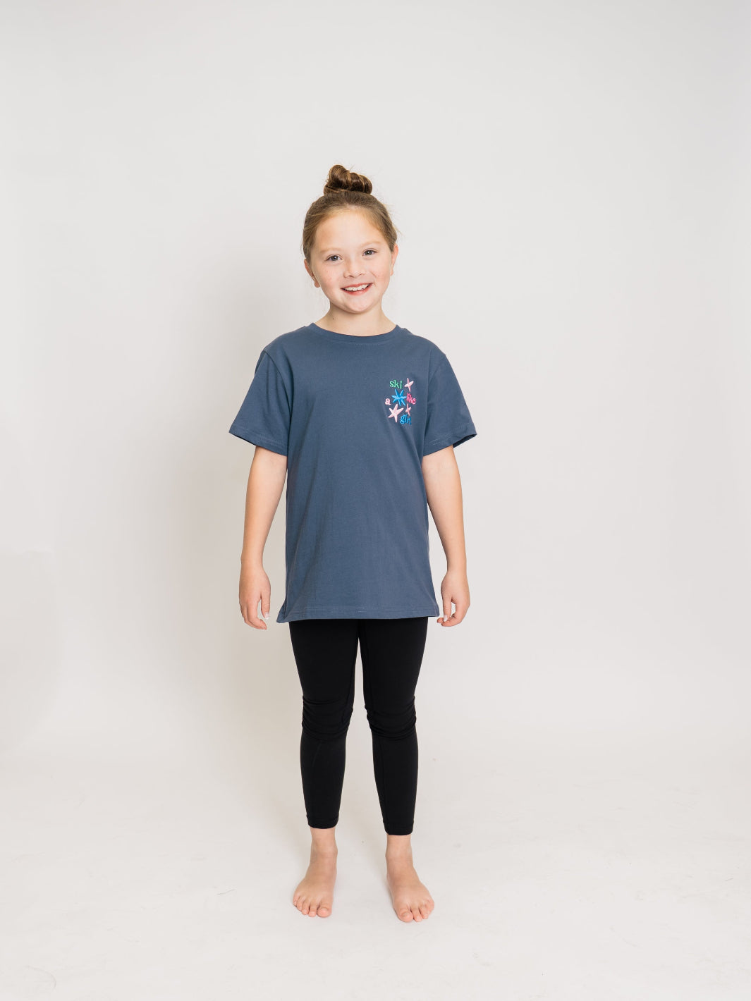 Ski Like A Girl Youth Blue Star Short Sleeve Tee
