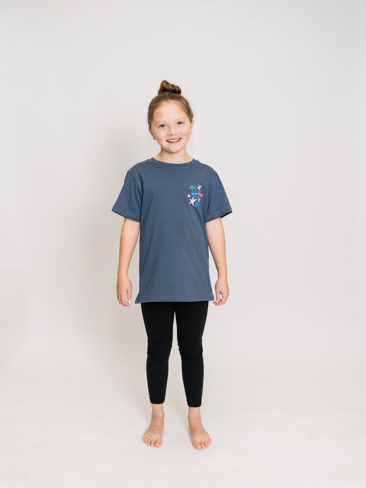 Ski Like A Girl Youth Blue Star Short Sleeve Tee