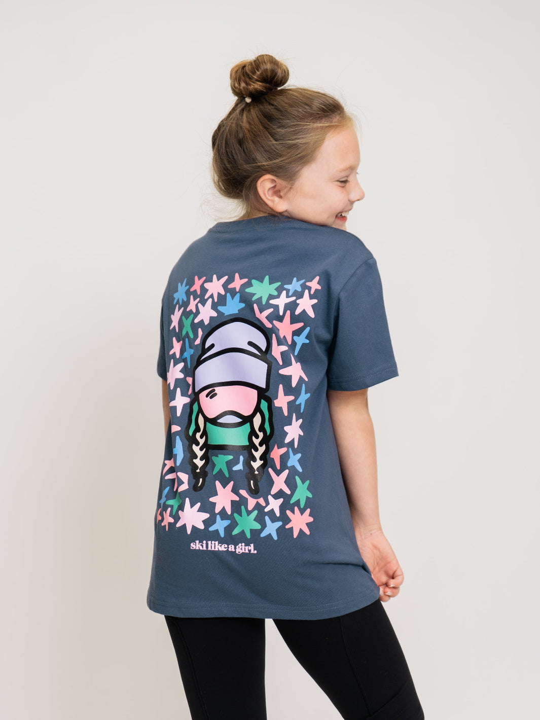 Ski Like A Girl Youth Blue Star Short Sleeve Tee