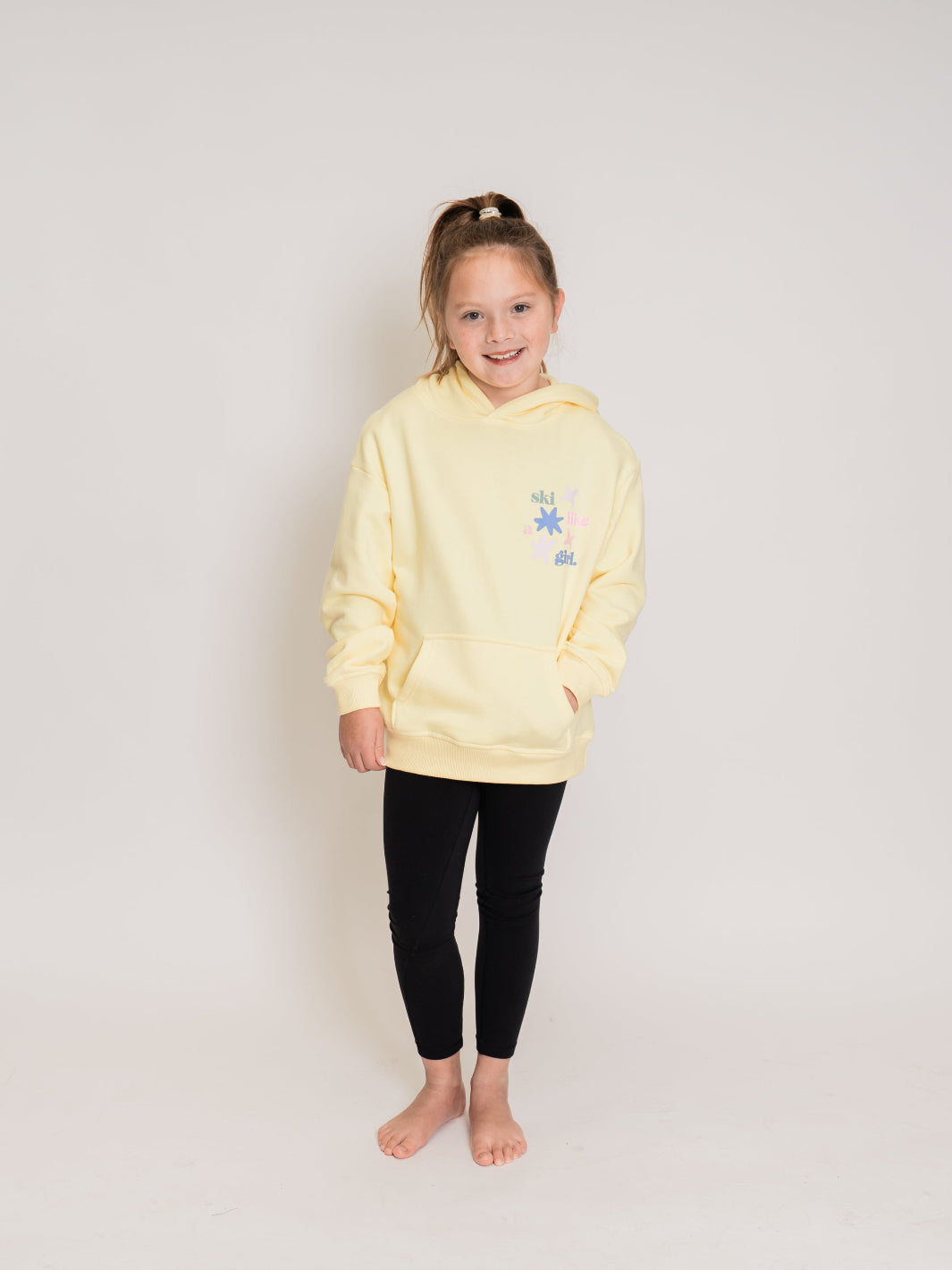 Ski Like A Girl Youth Yellow Star Hoodie