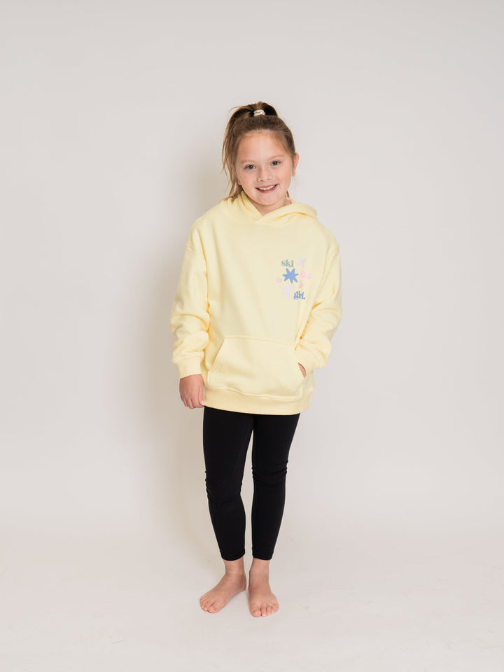 Ski Like A Girl Youth Yellow Star Hoodie