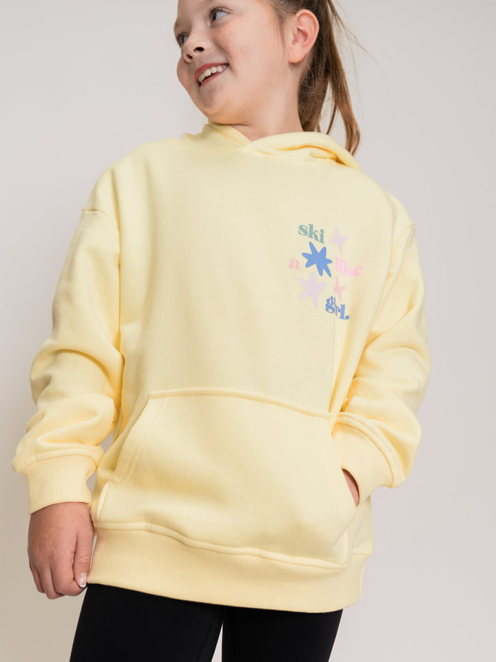 Ski Like A Girl Youth Yellow Star Hoodie