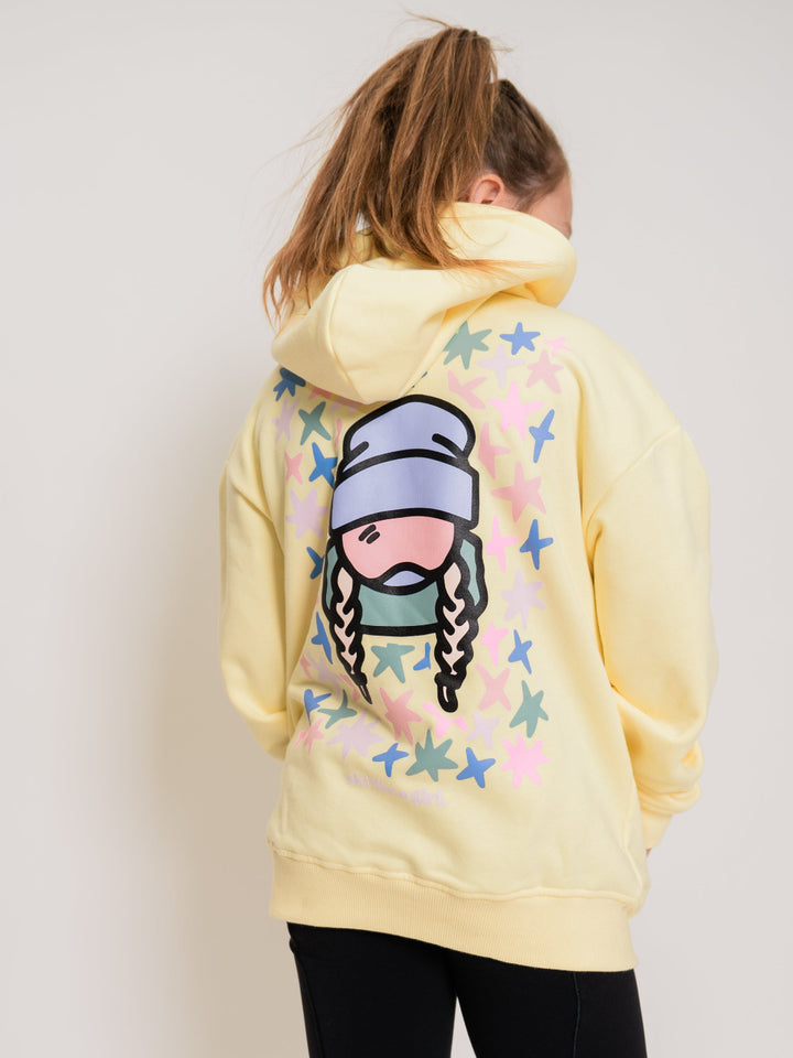 Ski Like A Girl Youth Yellow Star Hoodie