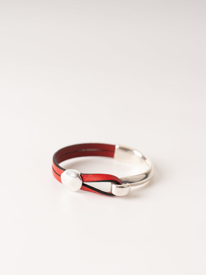 Red Hammered Round Cuff Bracelet