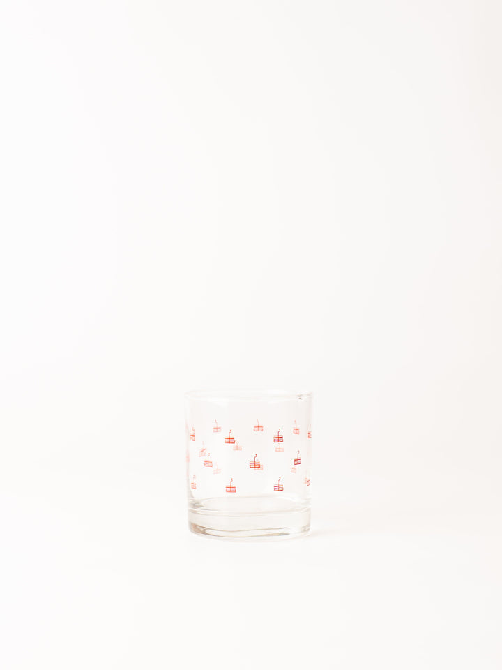 Red Chairlift Rocks Glass