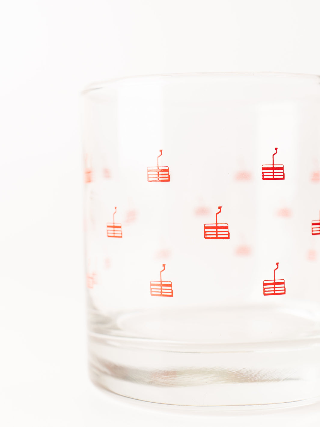 Red Chairlift Rocks Glass