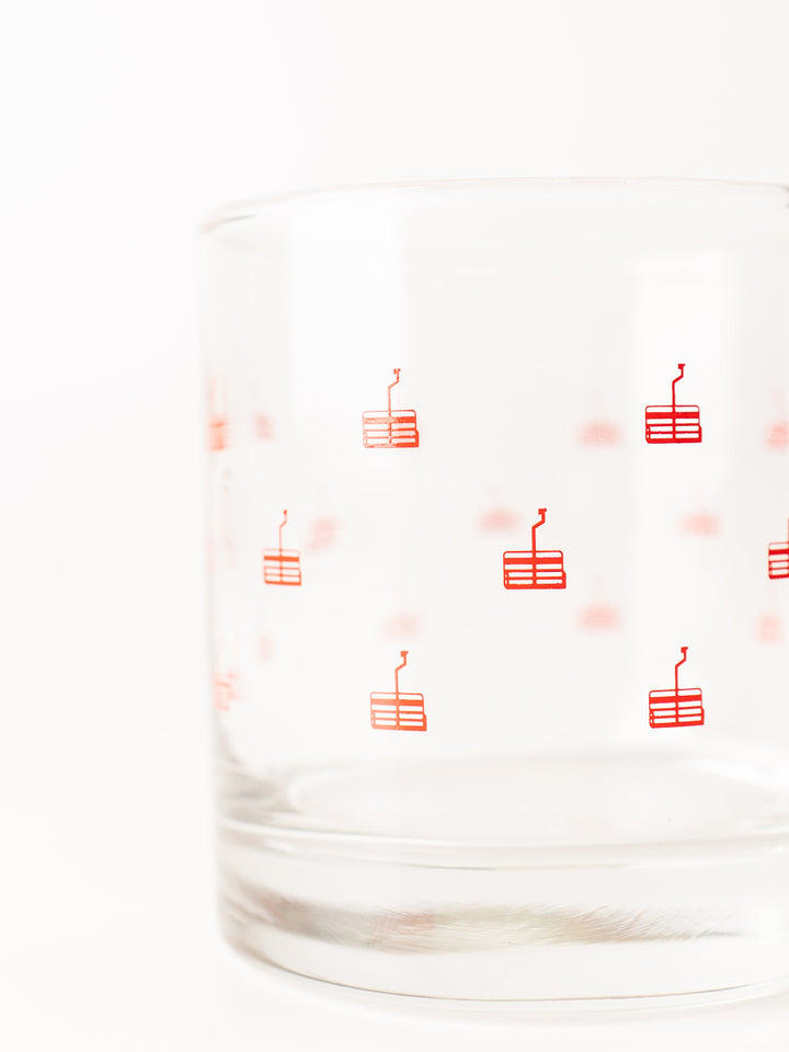 Red Chairlift Rocks Glass