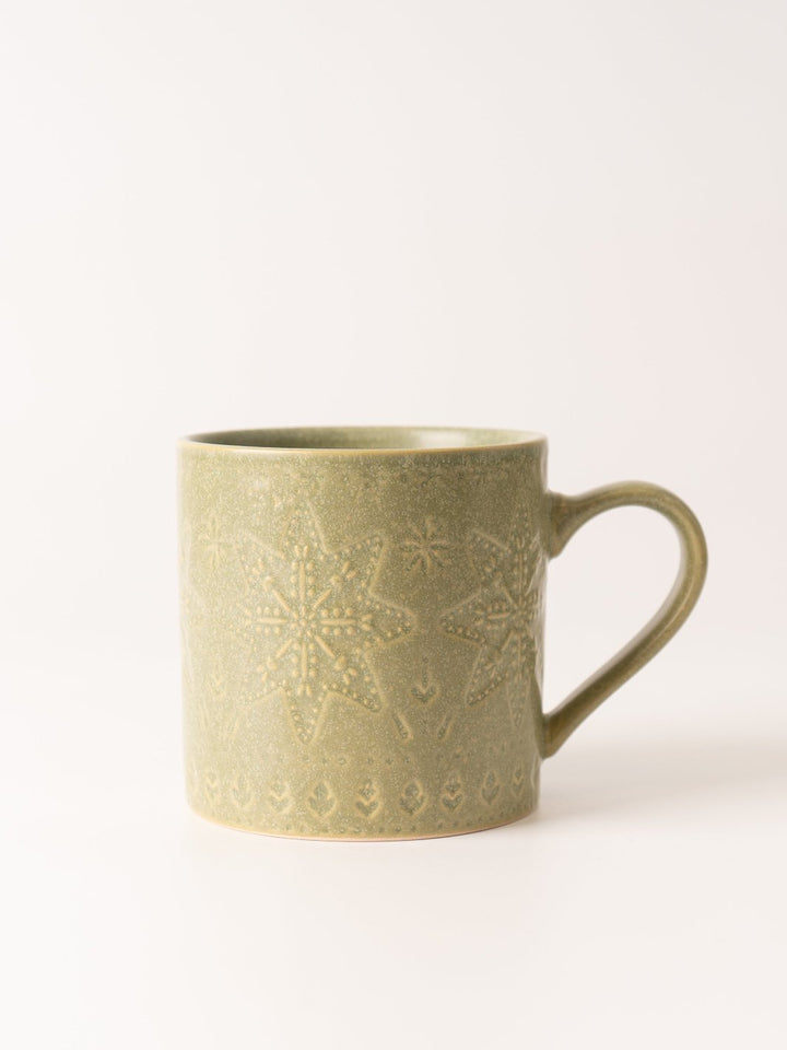 Green Star Debossed Mug