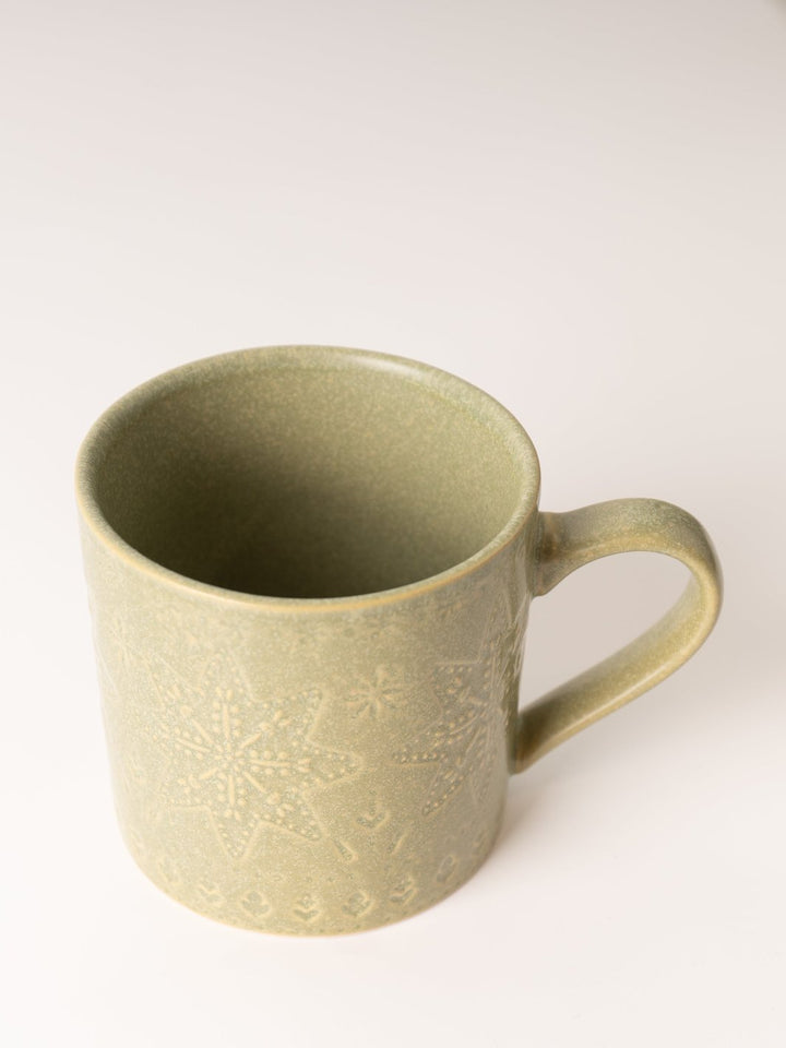 Green Star Debossed Mug