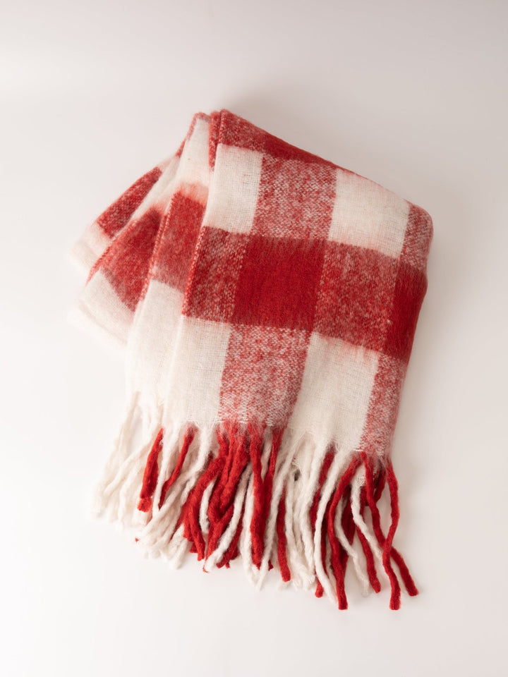 Red & White Plaid Throw