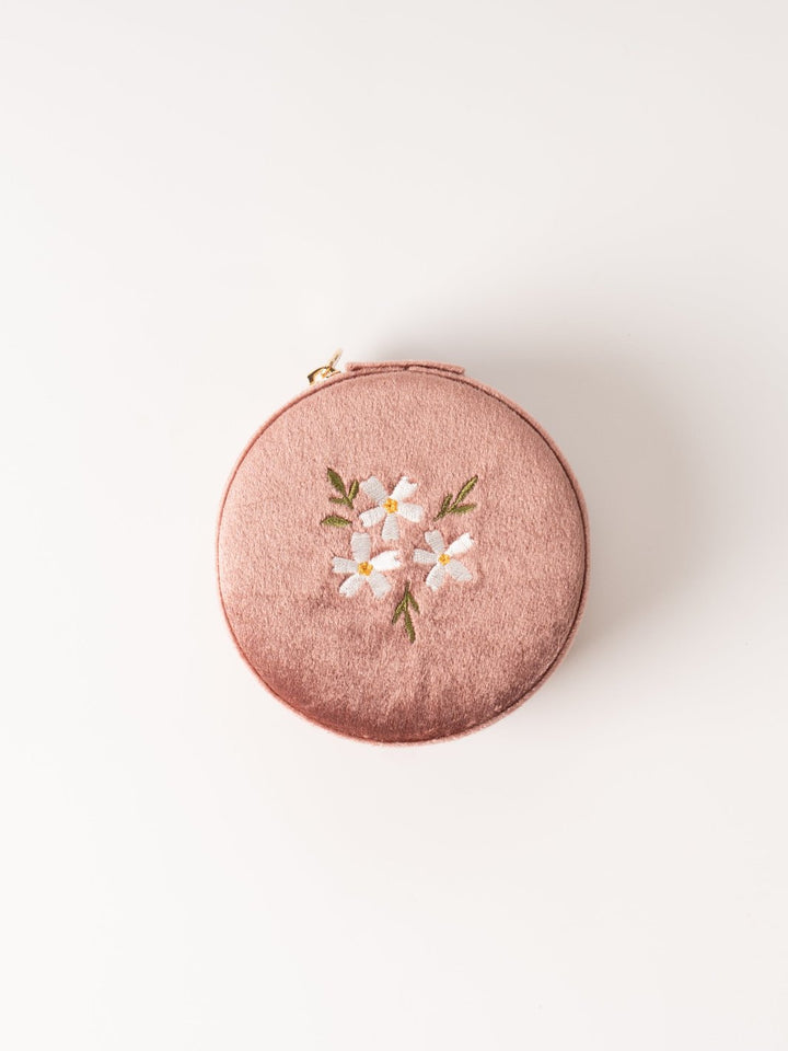 Rose Round Velvet Jewelry Case