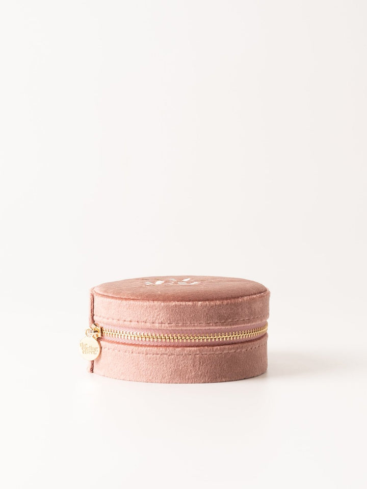 Rose Round Velvet Jewelry Case