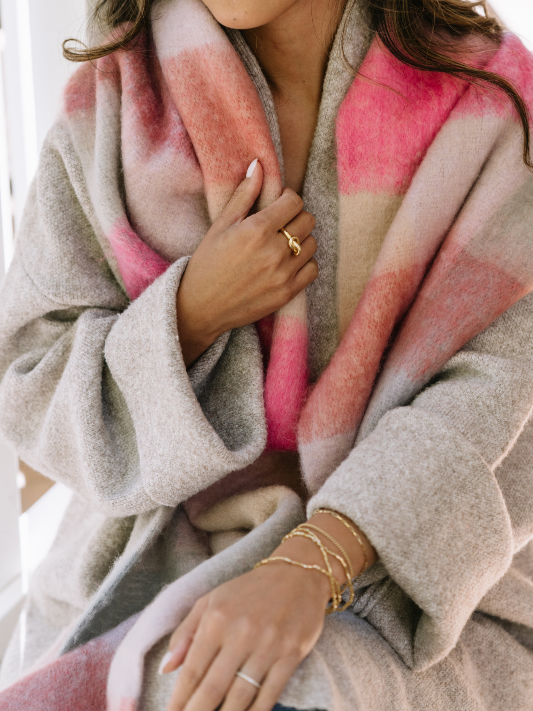 Lavender + Pink Gingham Scarf