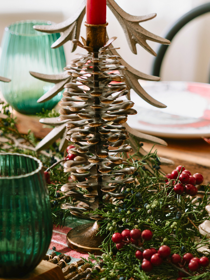 Large Metal Pinecone Taper Holder