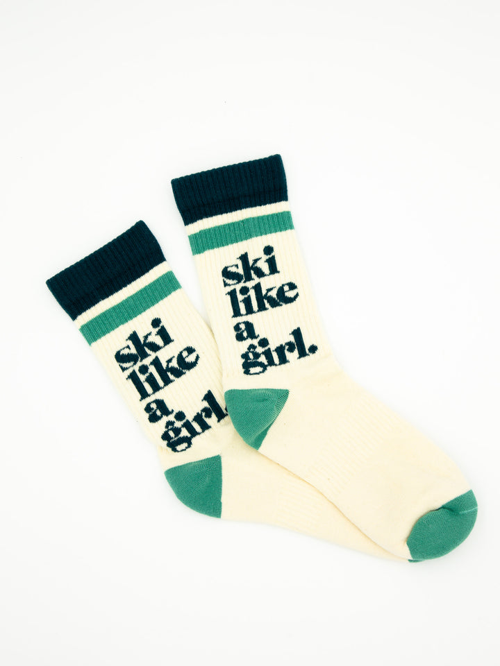 Ski Like a Girl Adult Green Socks