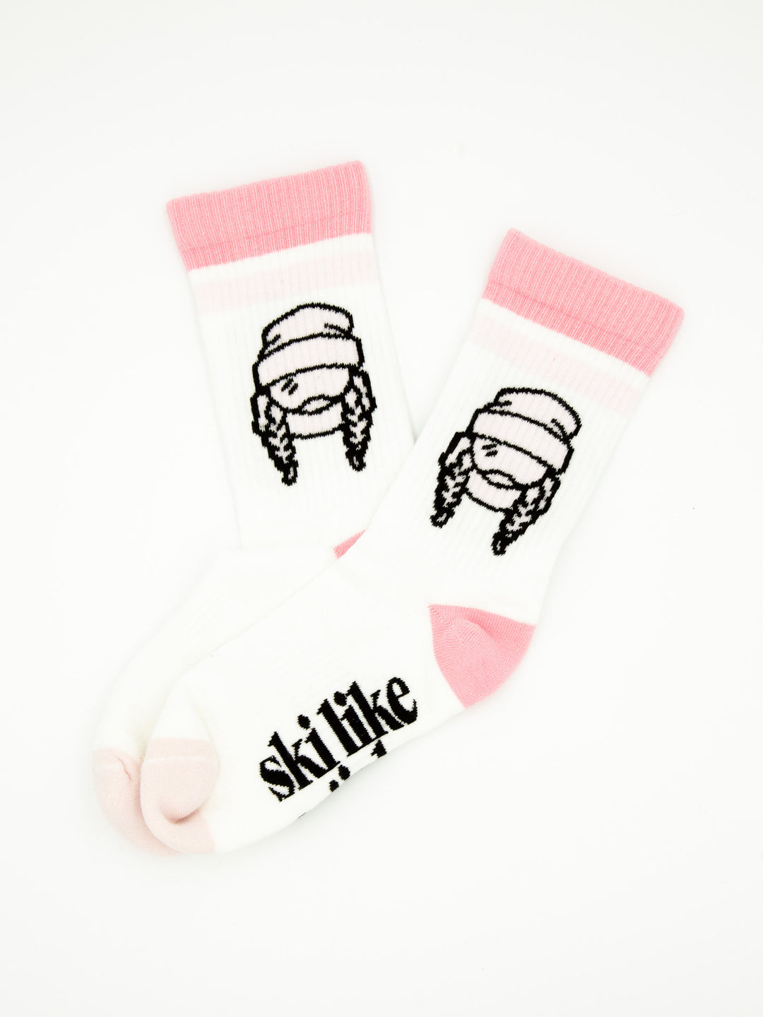 Ski Like a Girl Adult Pink Socks