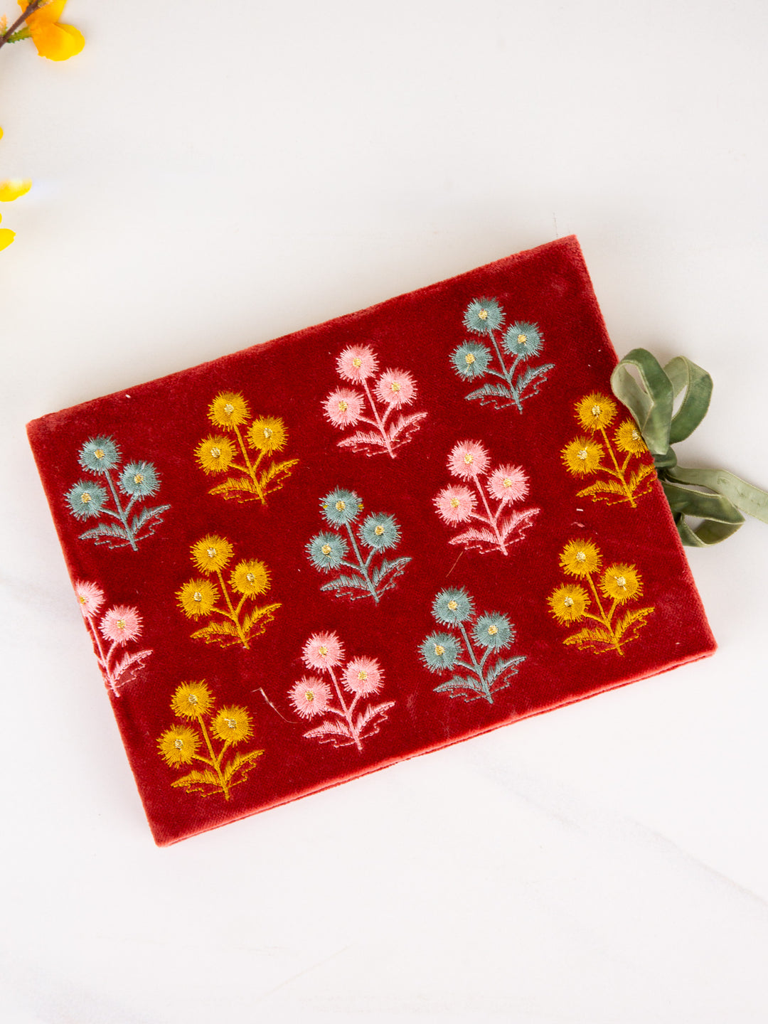 Embroidered Floral Velvet Journal