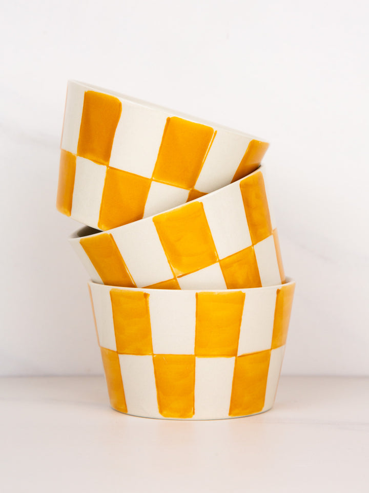 Mustard Checkered Bowl