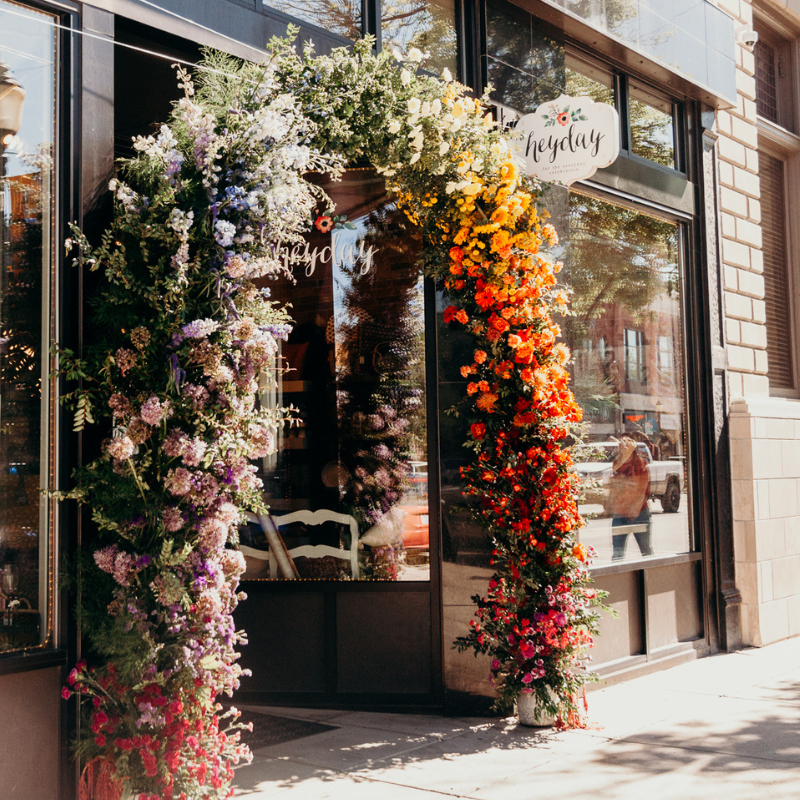Heyday storefront with flowers