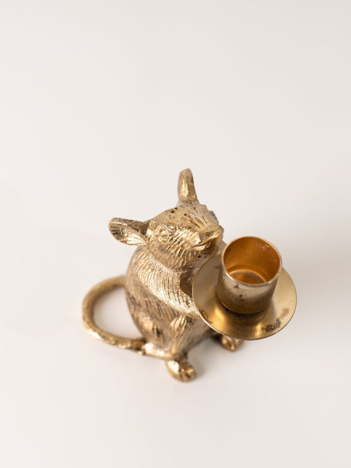 Antique Gold Mouse Taper Holder - Heyday