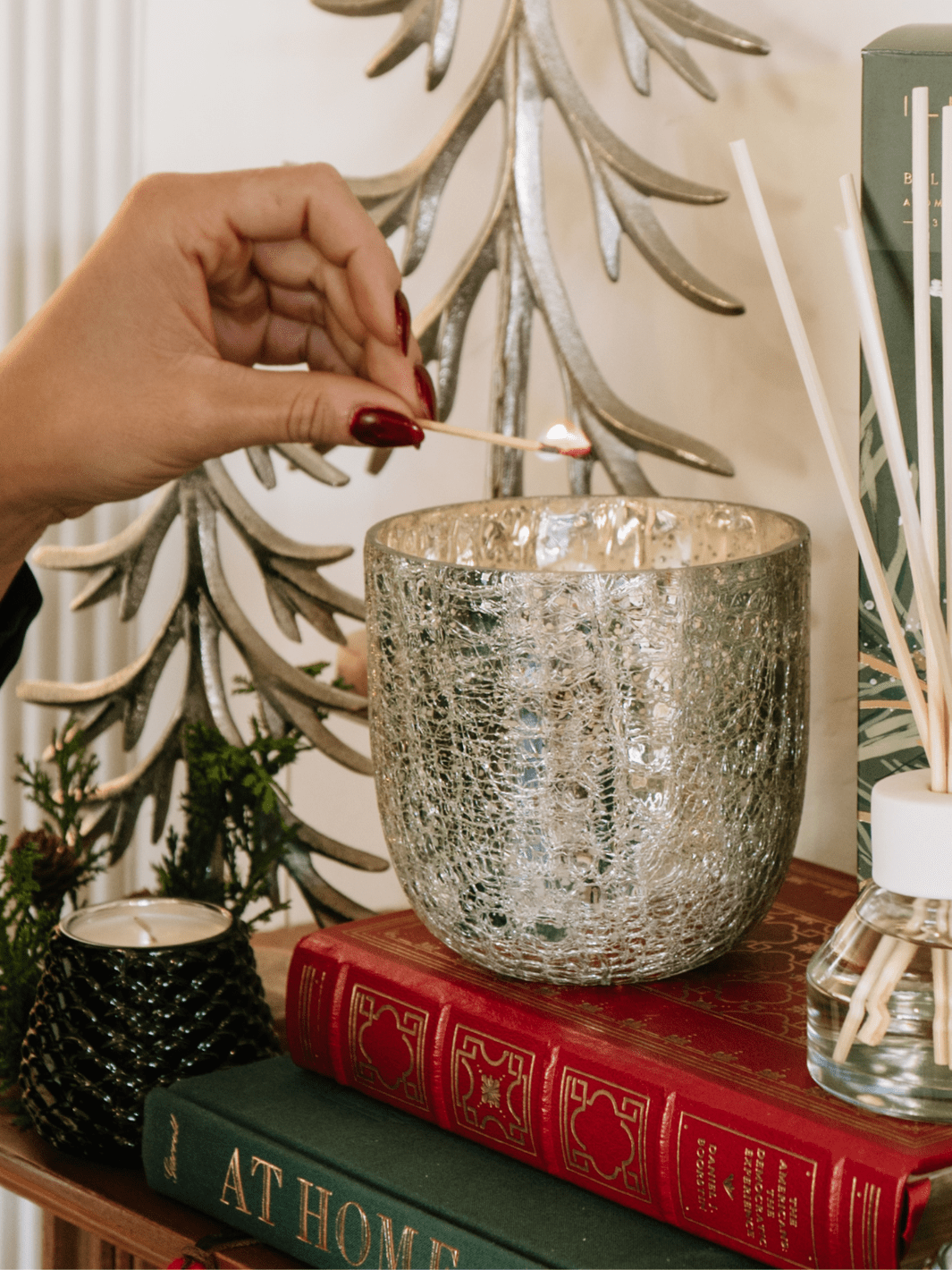 Balsam + Cedar Large Crackle Glass Candle - Heyday