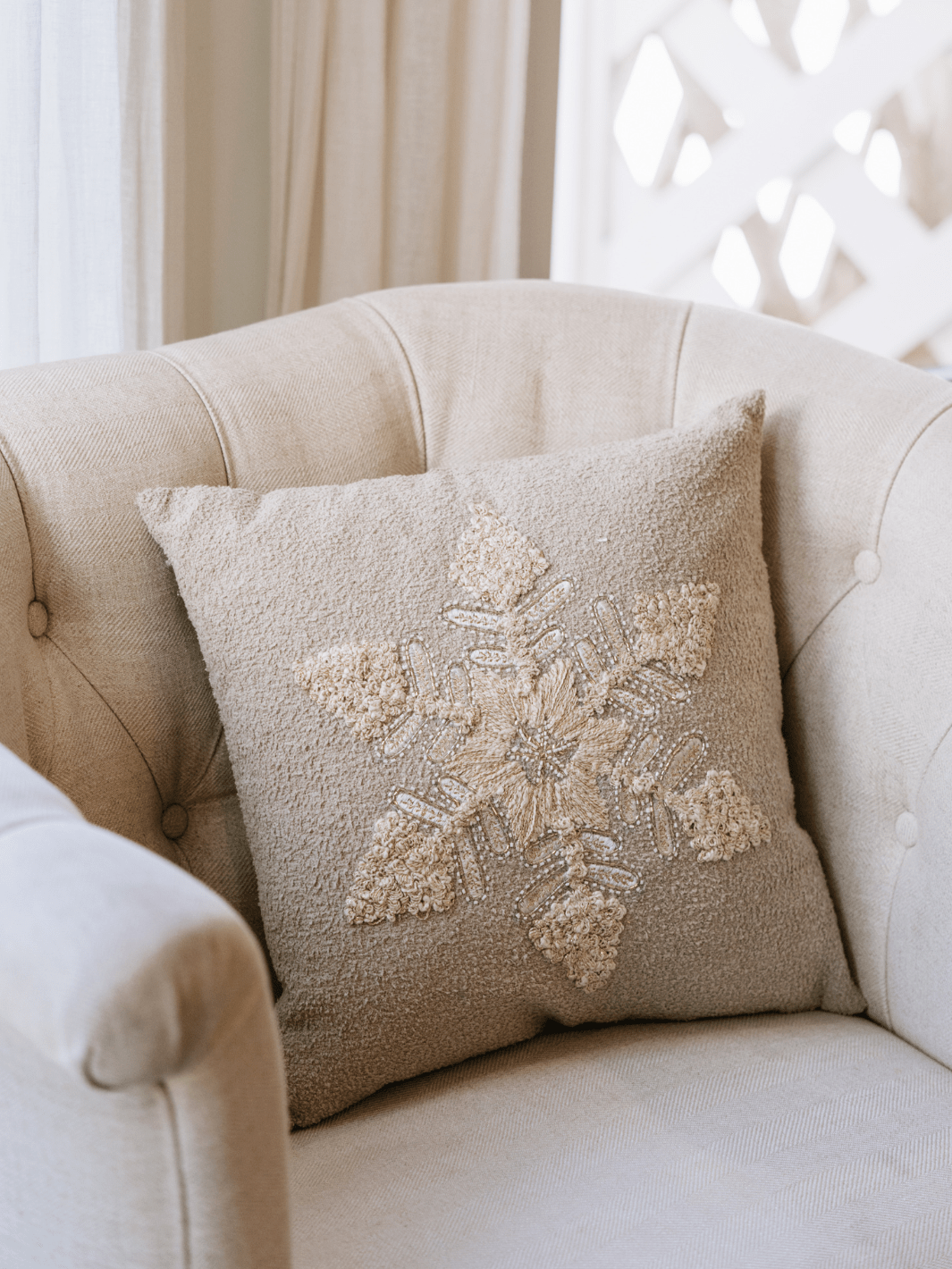 Beaded Snowflake Accent Pillow - Heyday