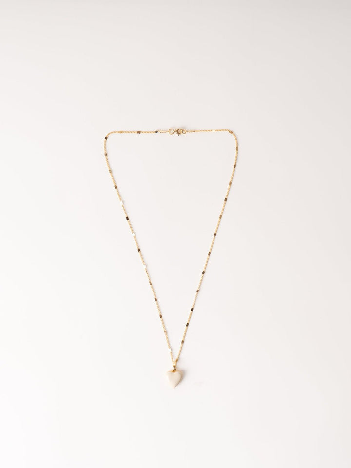 Beige Heart Locket Necklace - Heyday