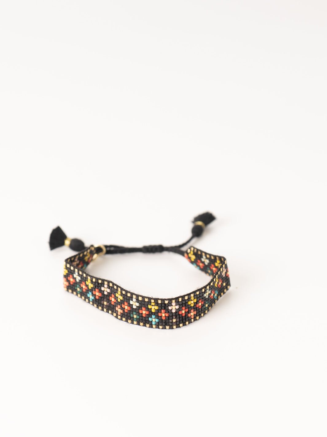 Black Gabby Floral Adjustable Bracelet - Heyday