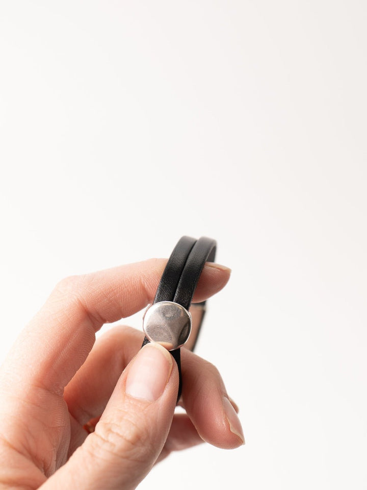 Black Hammered Round Cuff Bracelet - Heyday