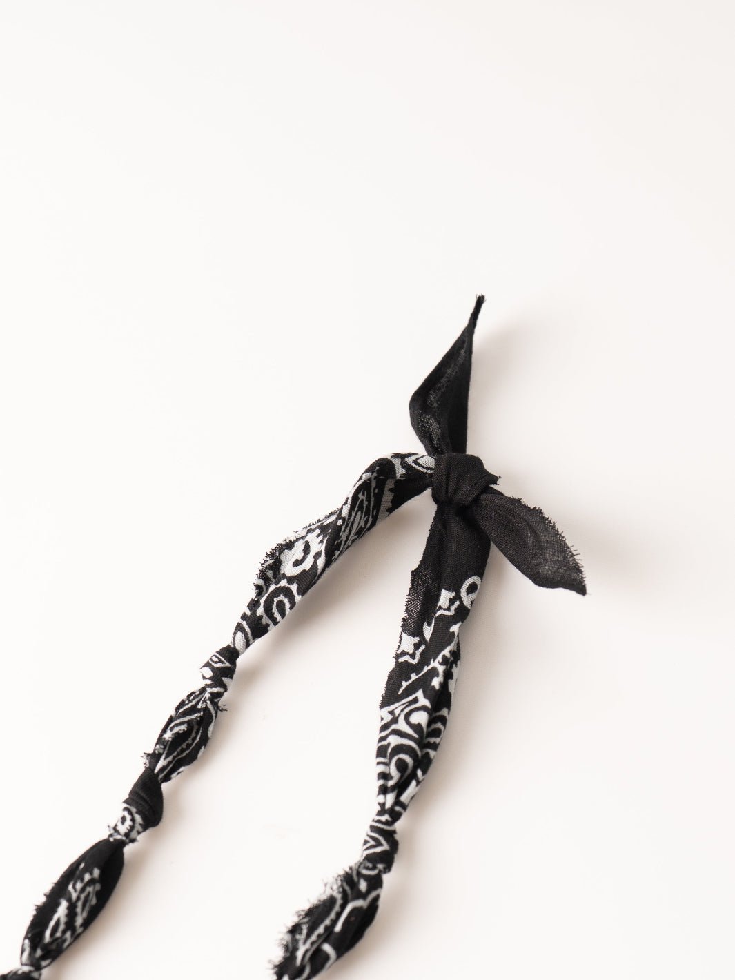 Black Knotted Bandana with Heart Charm Necklace - Heyday