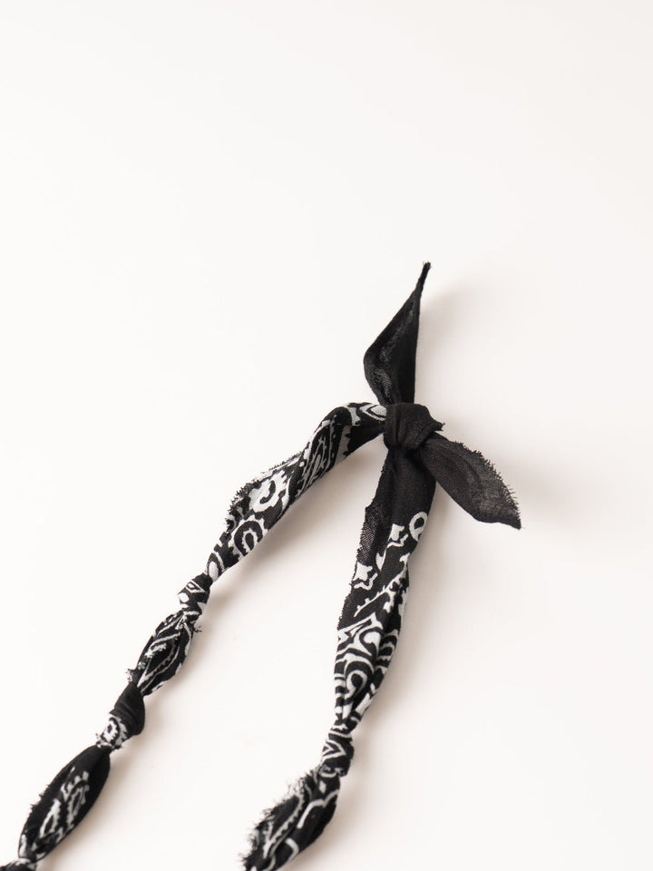 Black Knotted Bandana with Heart Charm Necklace - Heyday