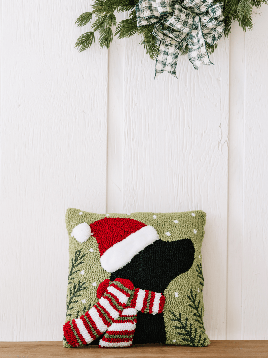 Black Lab Santa Hat Hook Pillow - Heyday