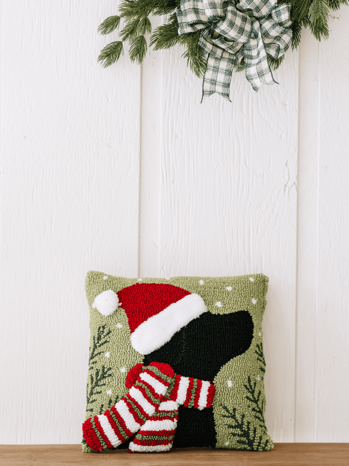 Black Lab Santa Hat Hook Pillow - Heyday