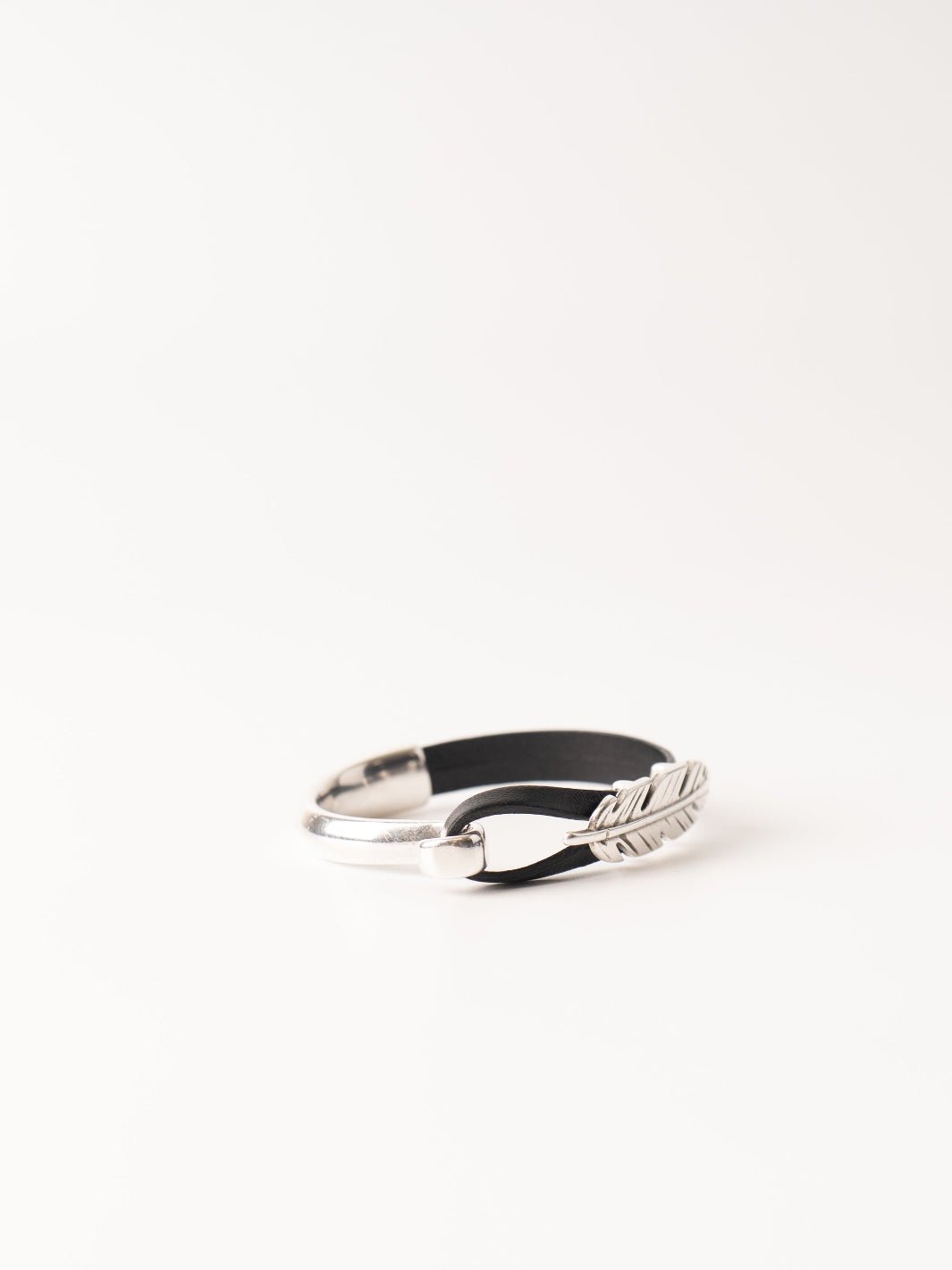 Black Leather Feather Cuff Bracelet - Heyday