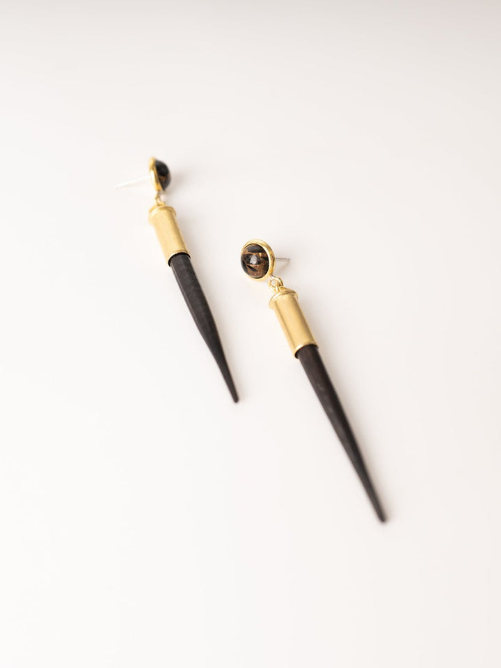 Black Quill + Obsidian Stud Earrings - Heyday