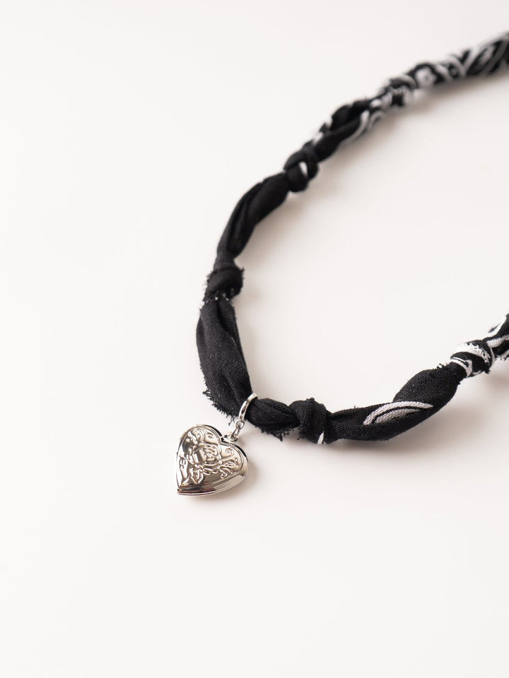 Black Silver Heart Bandana Necklace - Heyday