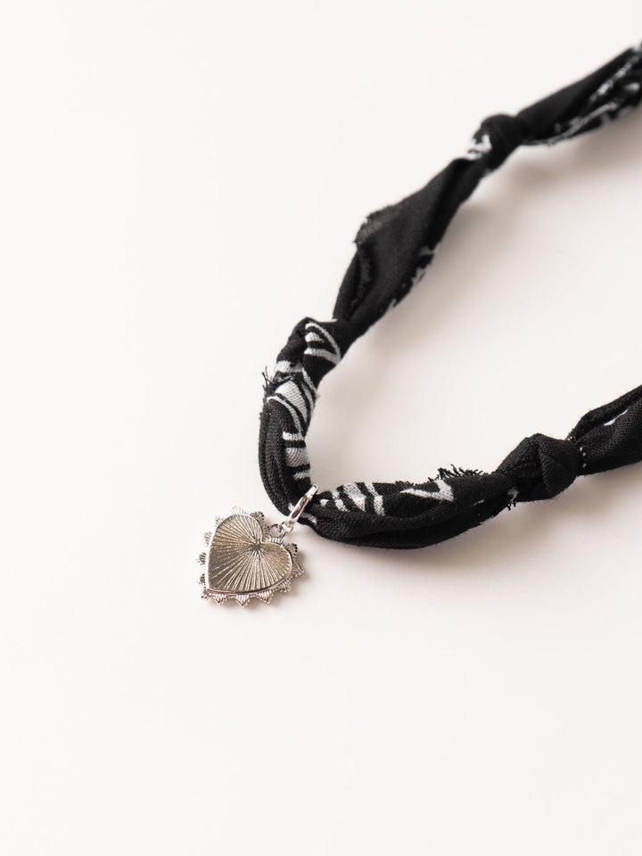 Black Silver Sunburst Bandana Necklace - Heyday