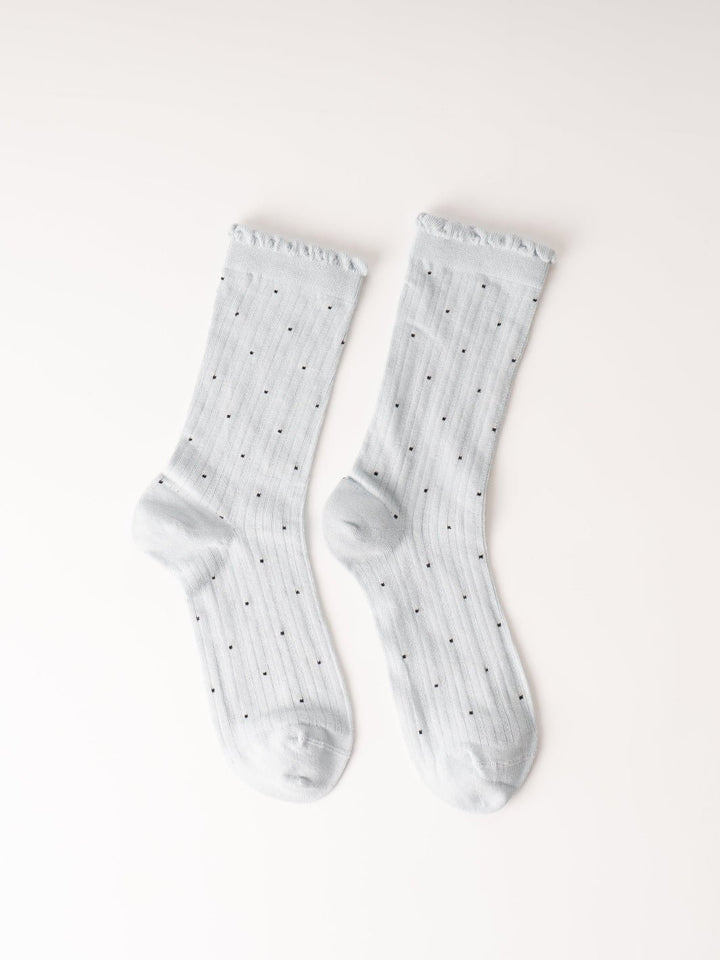 Blue Frill Edge Mini Polka Dot Socks - Heyday