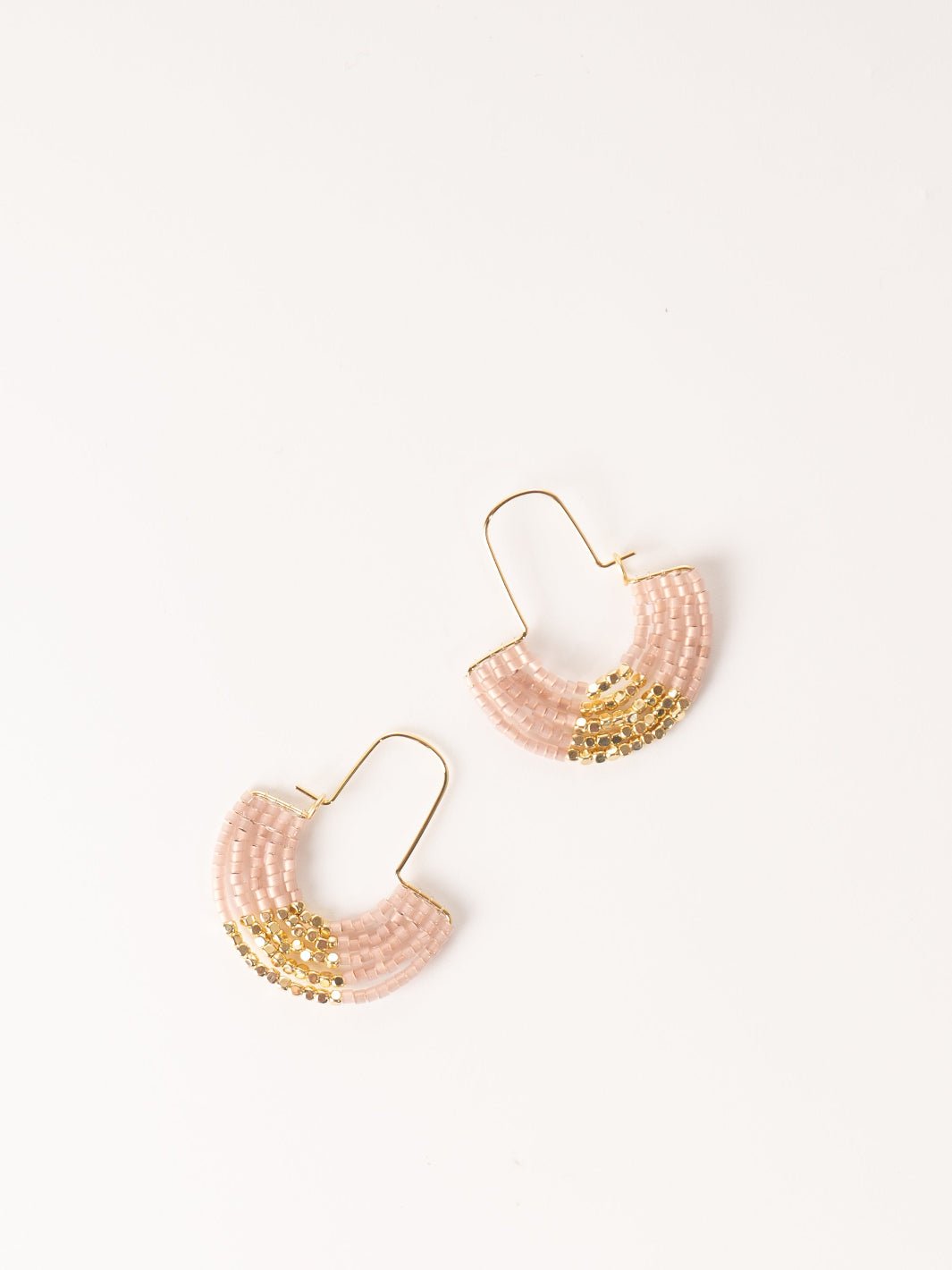 Blush & Gold U Hoop Bead Earring - Heyday