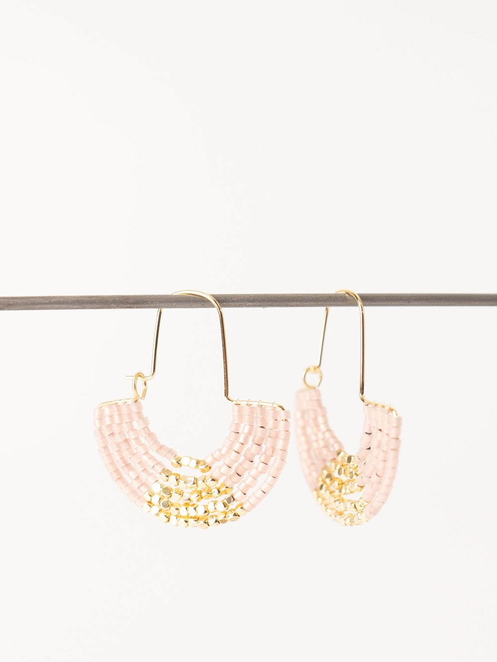 Blush & Gold U Hoop Bead Earring - Heyday