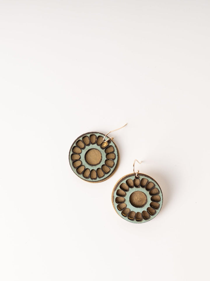 Boho Mint Leather and Brass Earrings - Heyday