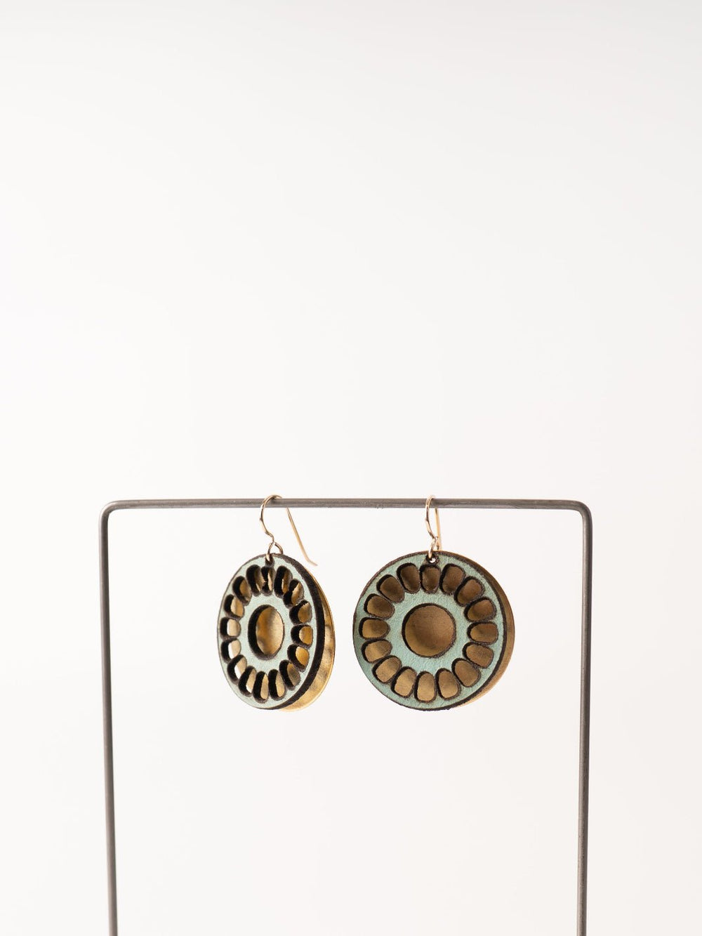 Boho Mint Leather and Brass Earrings - Heyday