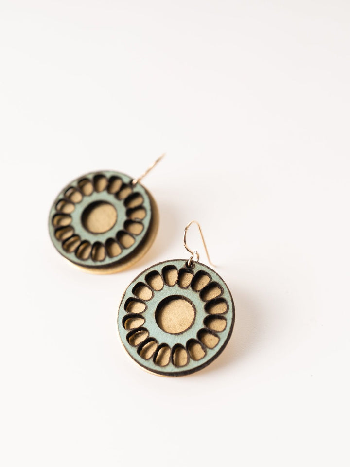 Boho Mint Leather and Brass Earrings - Heyday