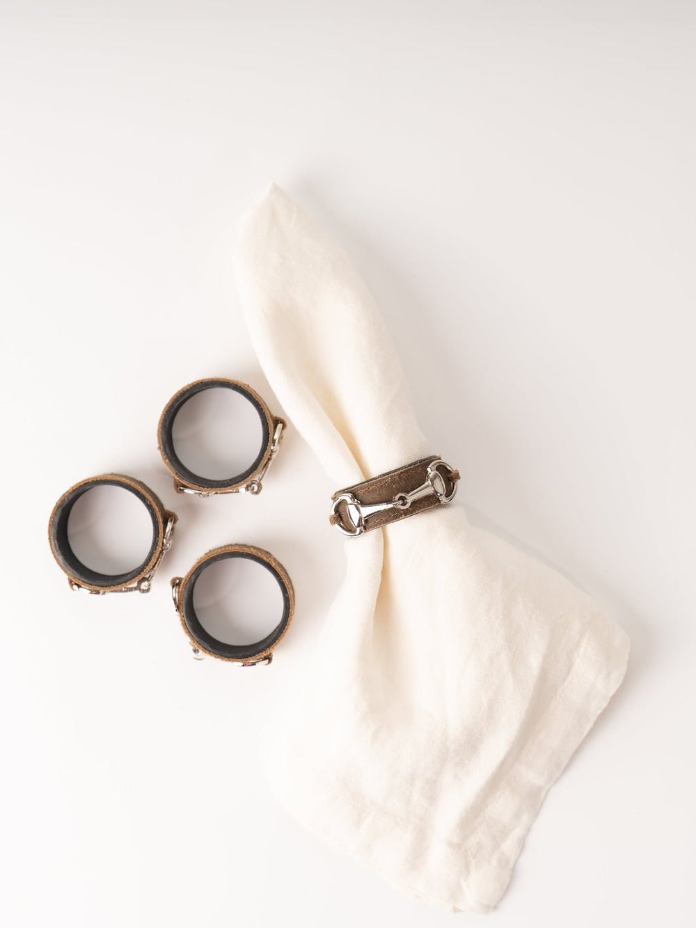 Buckled Leather Napkin Ring Set - Heyday