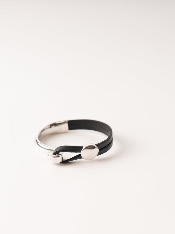 Charcoal Hammered Round Cuff Bracelet - Heyday