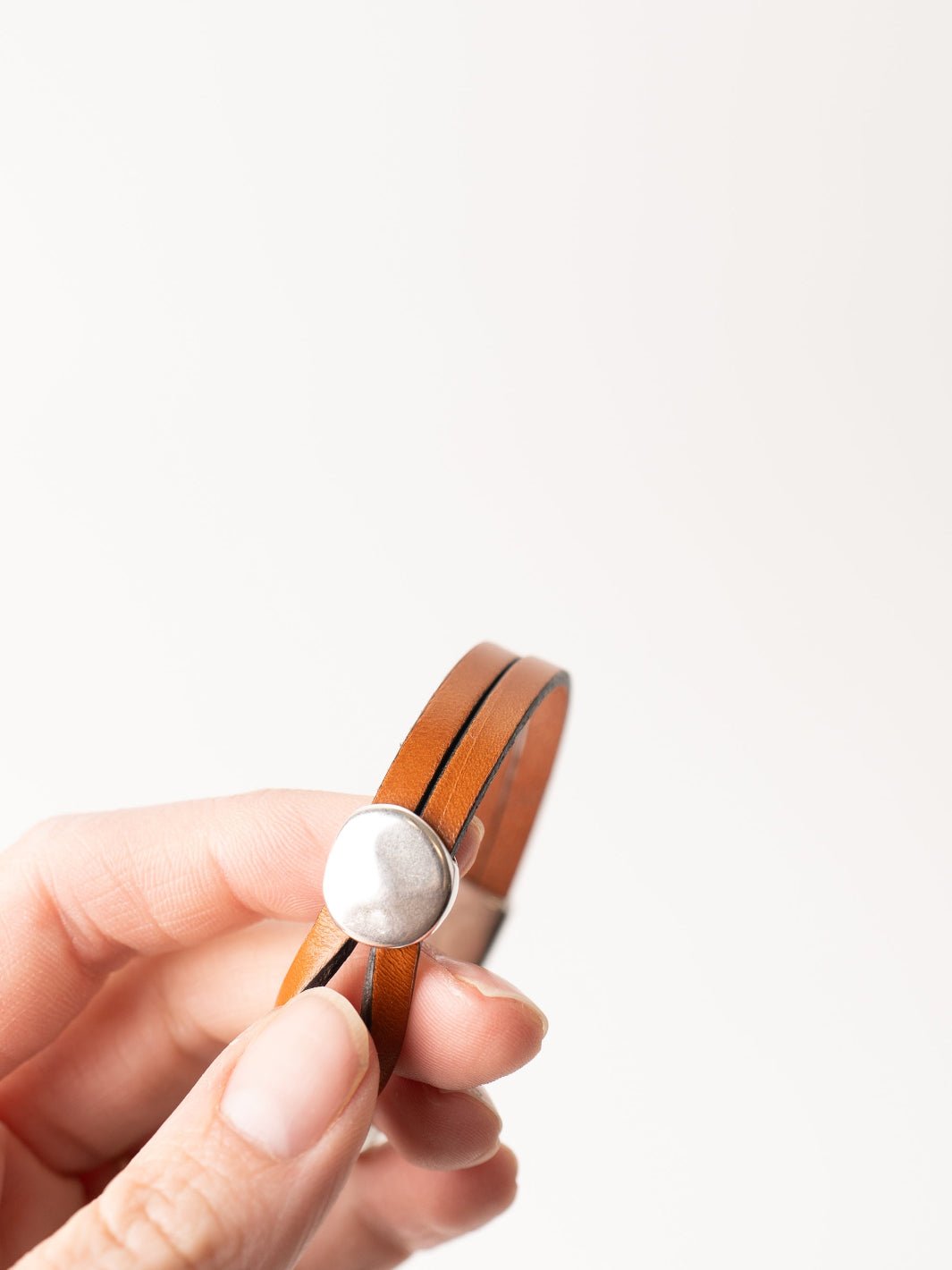 Cognac Hammered Round Cuff Bracelet - Heyday